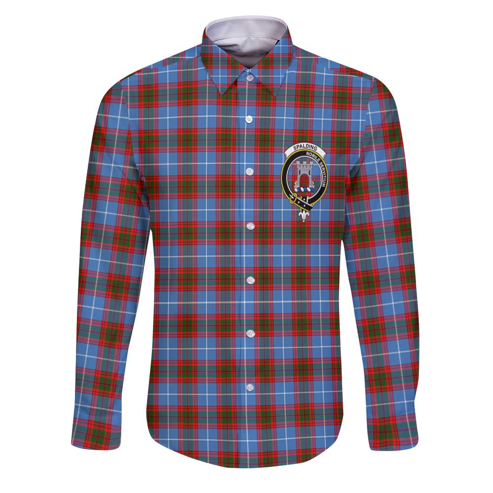 Clan Spalding Tartan Long Sleeve Button Shirt Crest And Plaid Basic Style