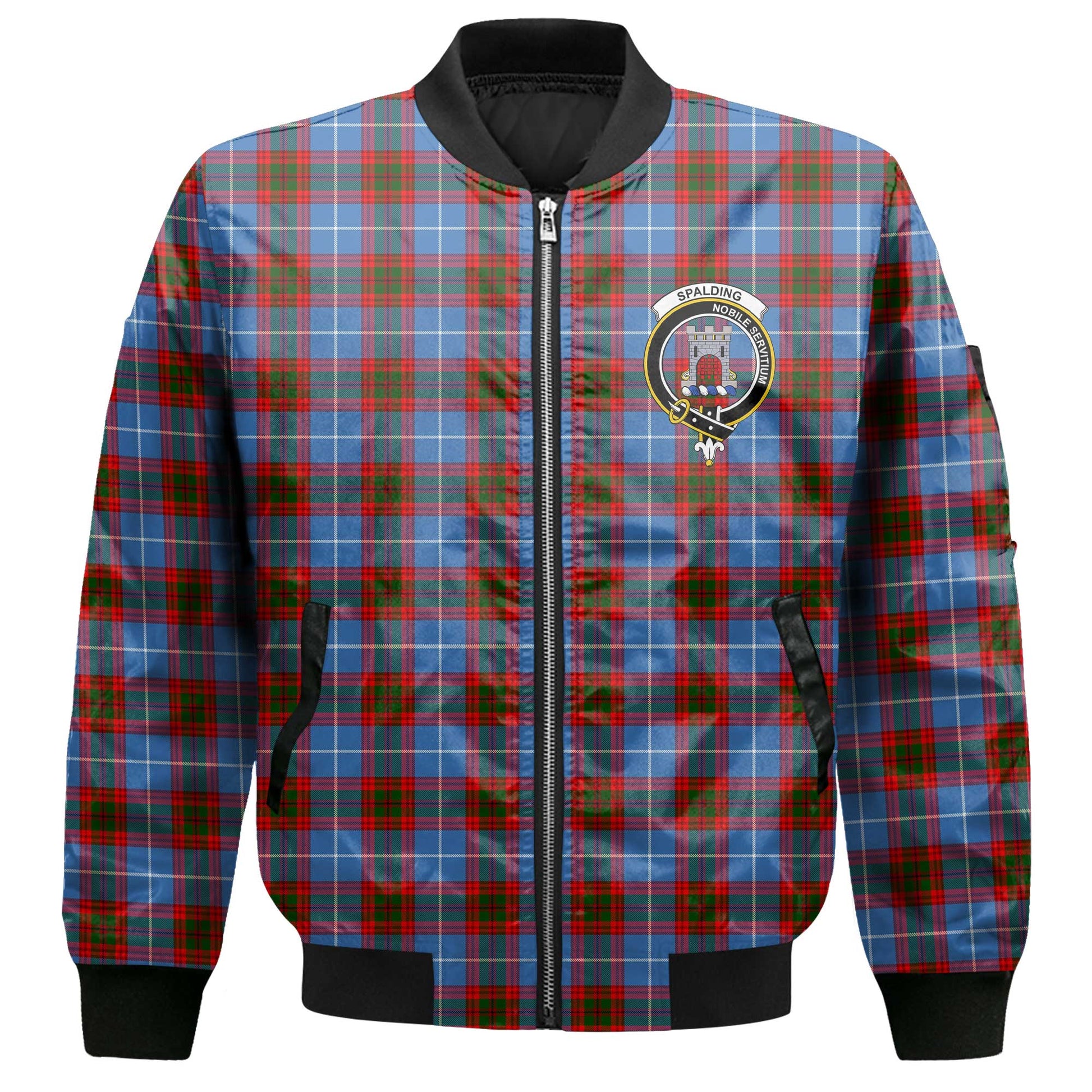 Clan Spalding Tartan Men Bomber Jacket Crest And Plaid Basic Style