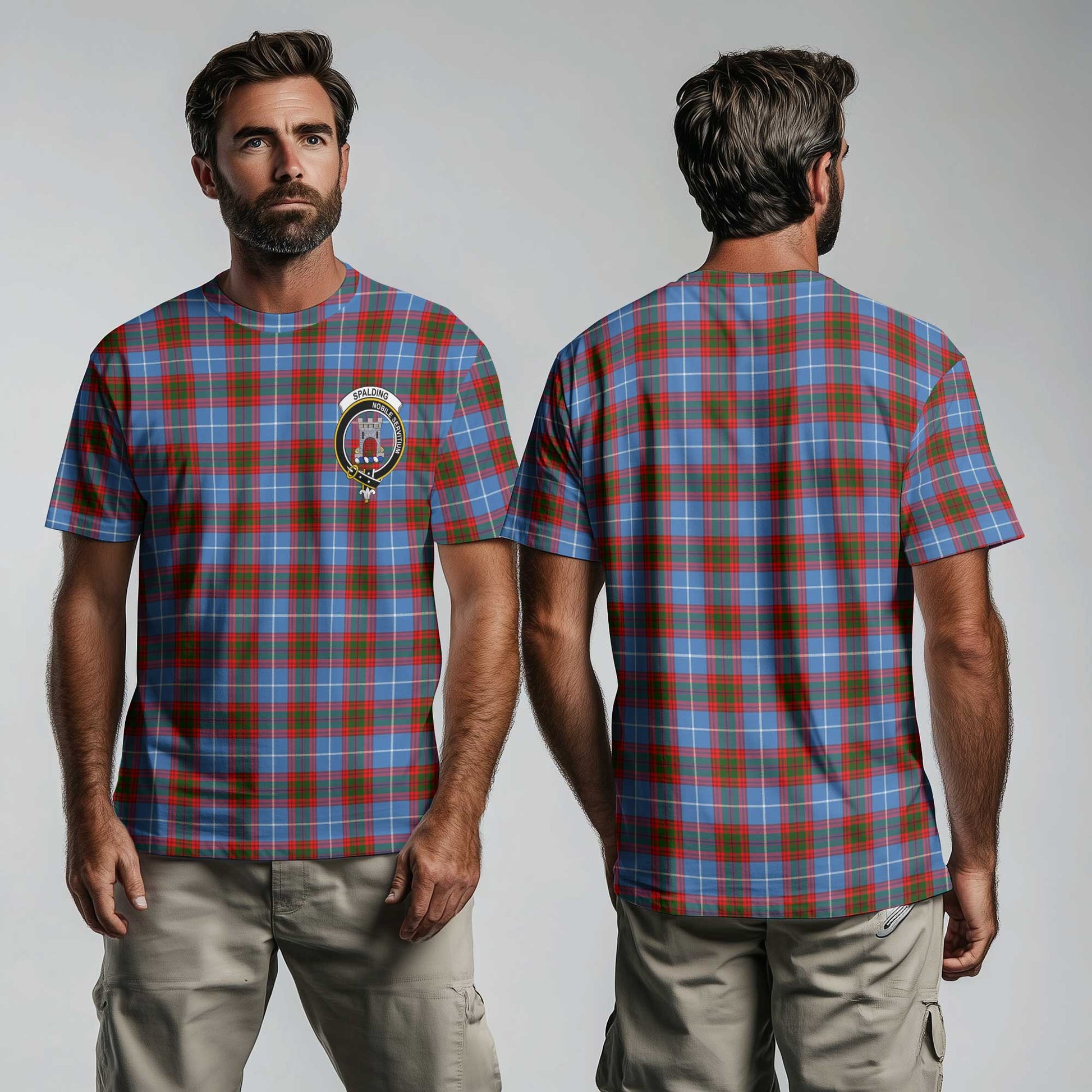 Clan Spalding Tartan Men T Shirt Crest And Plaid Basic Style