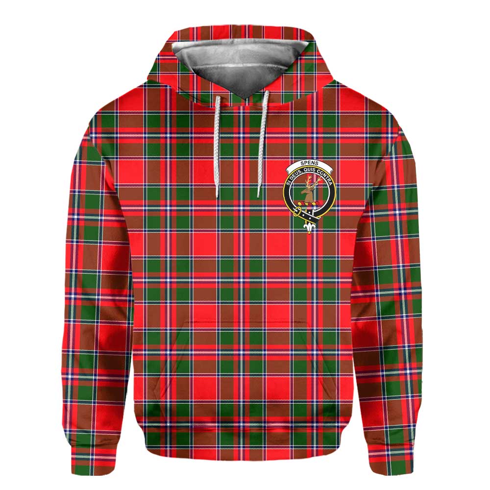 Clan Spens Tartan Men Hoodie Crest And Plaid Basic Style