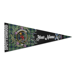 Clan Spottiswood Tartan Felt Pennant Crest And Plaid Basic Style