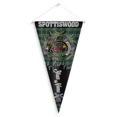 Clan Spottiswood Tartan Felt Pennant Crest And Plaid Basic Style
