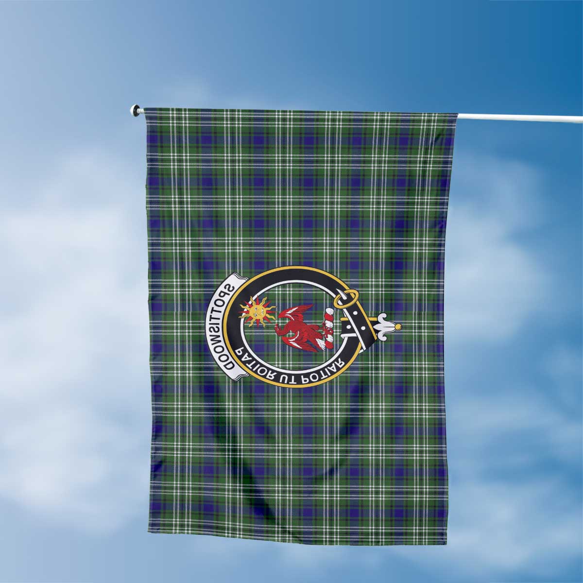 Clan Spottiswood Tartan Flag Crest And Plaid Basic Style