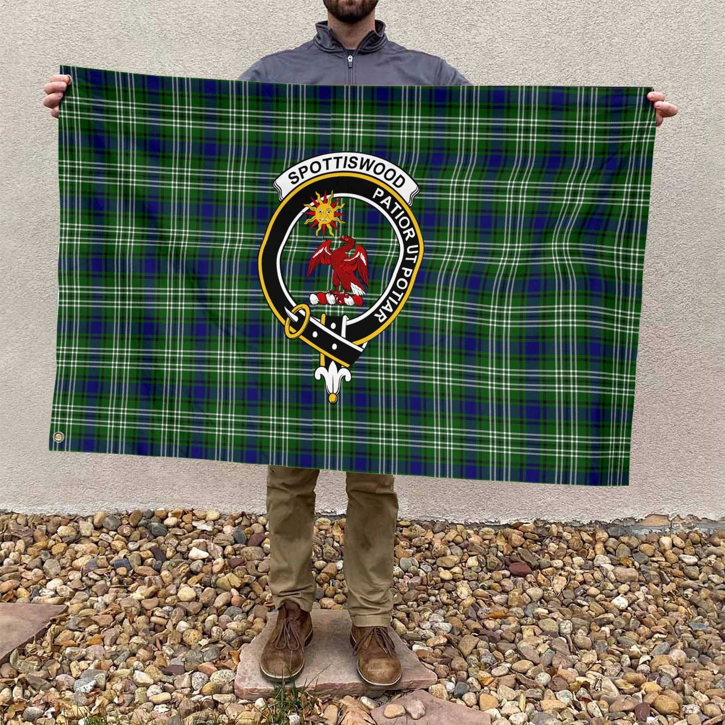 Clan Spottiswood Tartan Flag Crest And Plaid Basic Style