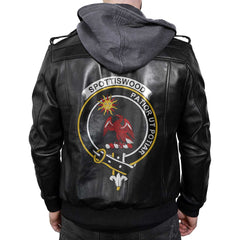 Clan Spottiswood Tartan Zip Leather Jacket Crest And Plaid Basic Style