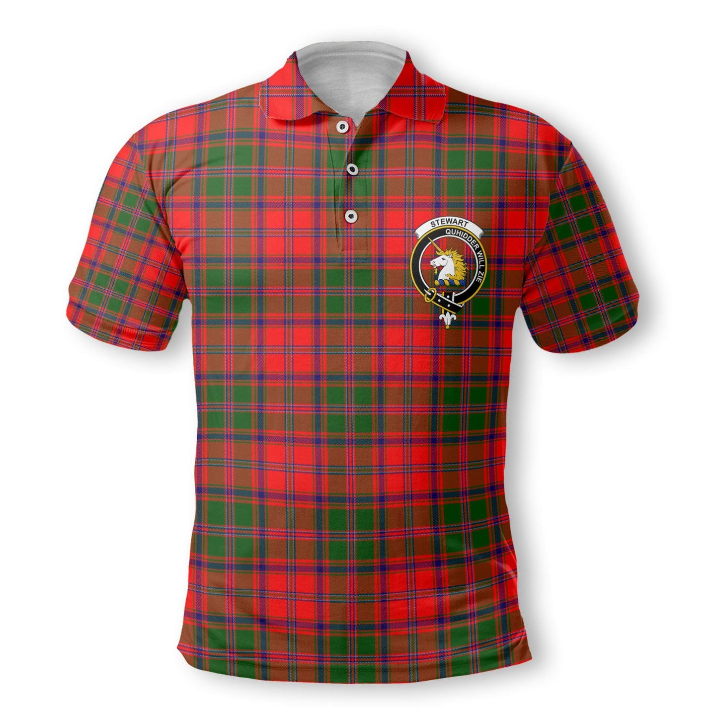 Clan Stewart High Stewards Tartan Golf Men Polo Shirt Crest And Plaid Basic Style