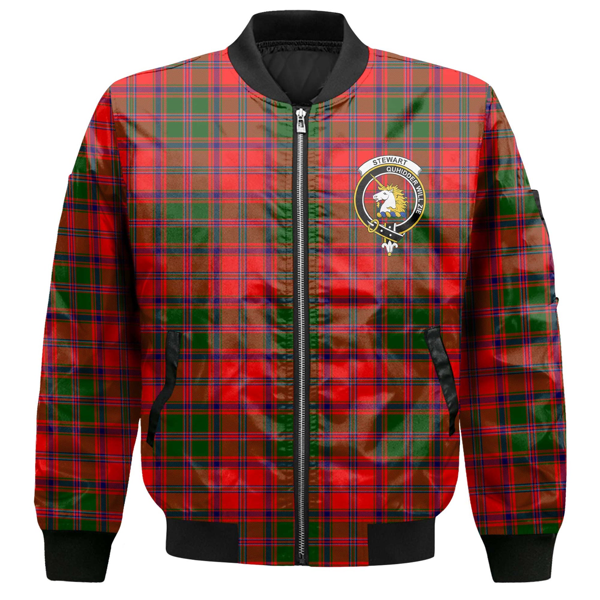 Clan Stewart High Stewards Tartan Men Bomber Jacket Crest And Plaid Basic Style