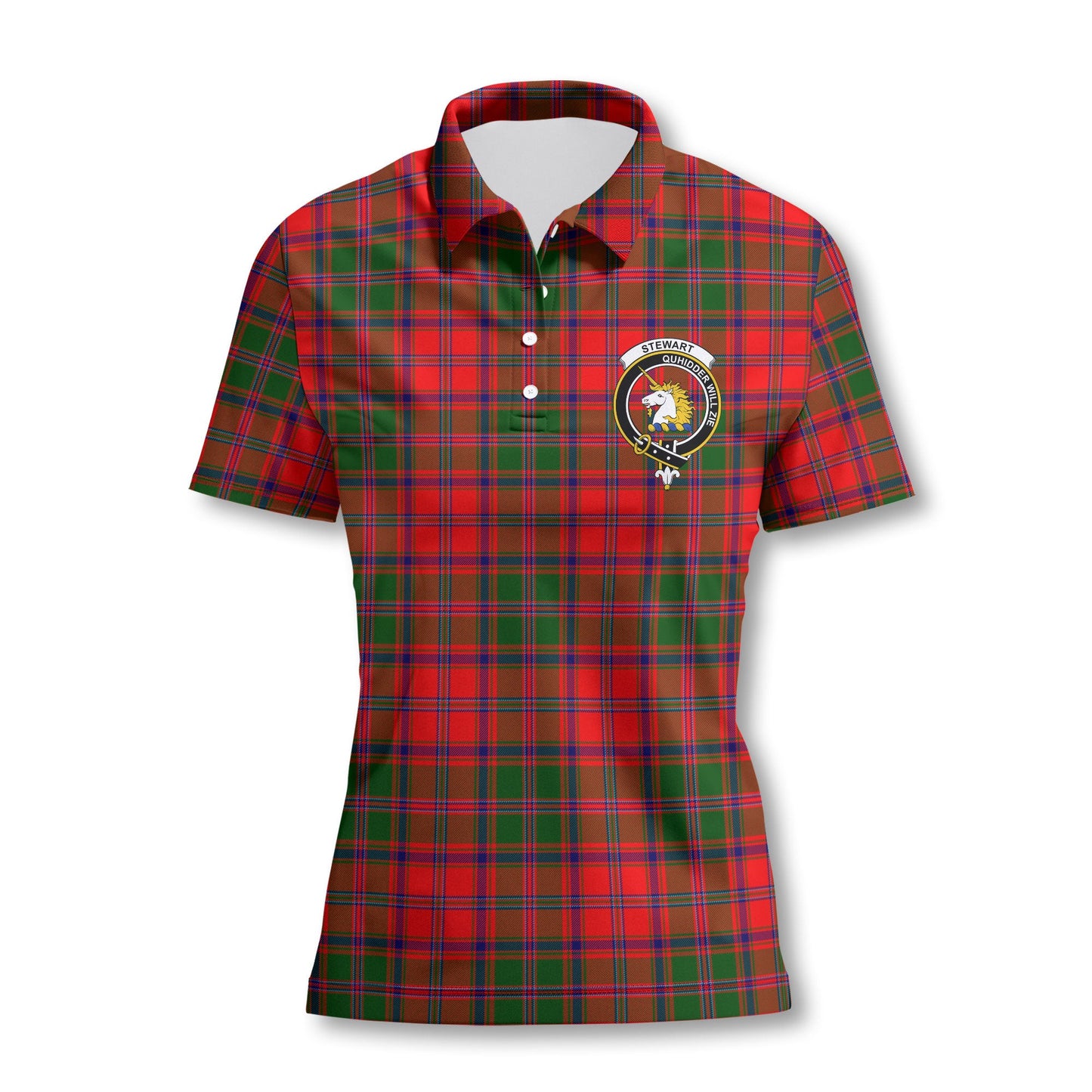 Clan Stewart High Stewards Tartan Women Polo Shirt Crest And Plaid Basic Style