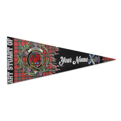 Clan Stewart Stuart Of Bute Tartan Felt Pennant Crest And Plaid Basic Style