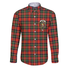 Clan Stewart Tartan Long Sleeve Button Shirt Crest And Plaid Basic Style