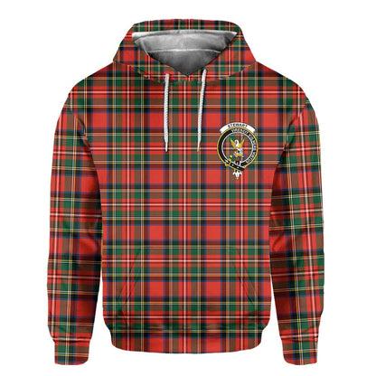 Clan Stewart Tartan Men Hoodie Crest And Plaid Basic Style