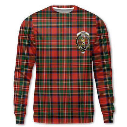 Clan Stewart Tartan Men Sweatshirt Crest And Plaid Basic Style