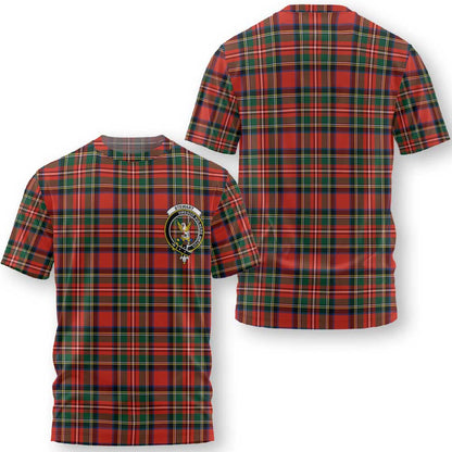 Clan Stewart Tartan Men T Shirt Crest And Plaid Basic Style