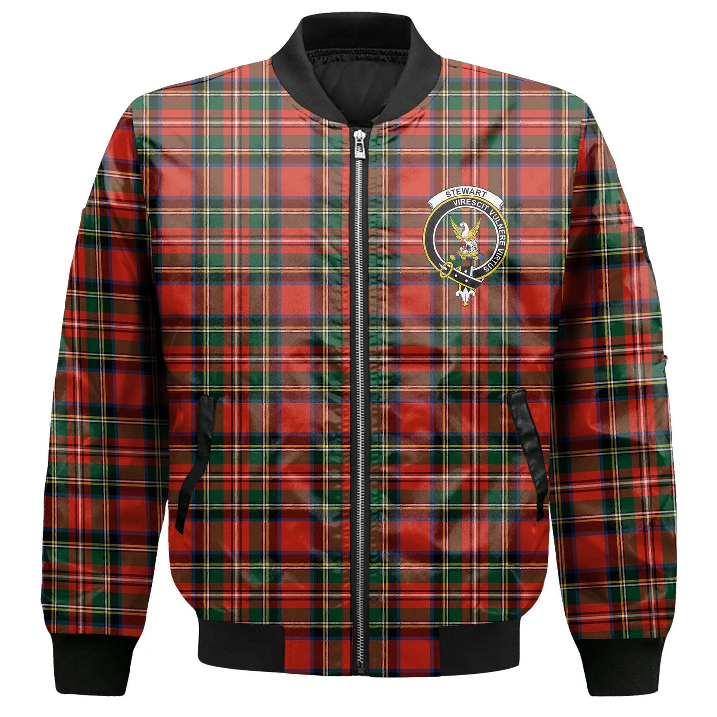 Clan Stewart Tartan Women Bomber Jacket Crest And Plaid Basic Style