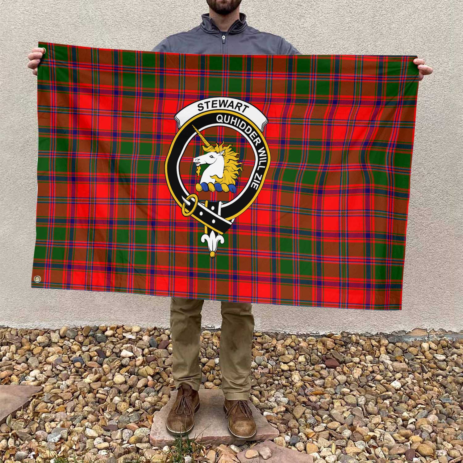 Clan Stewart Of Appin Tartan Flag Crest And Plaid Basic Style
