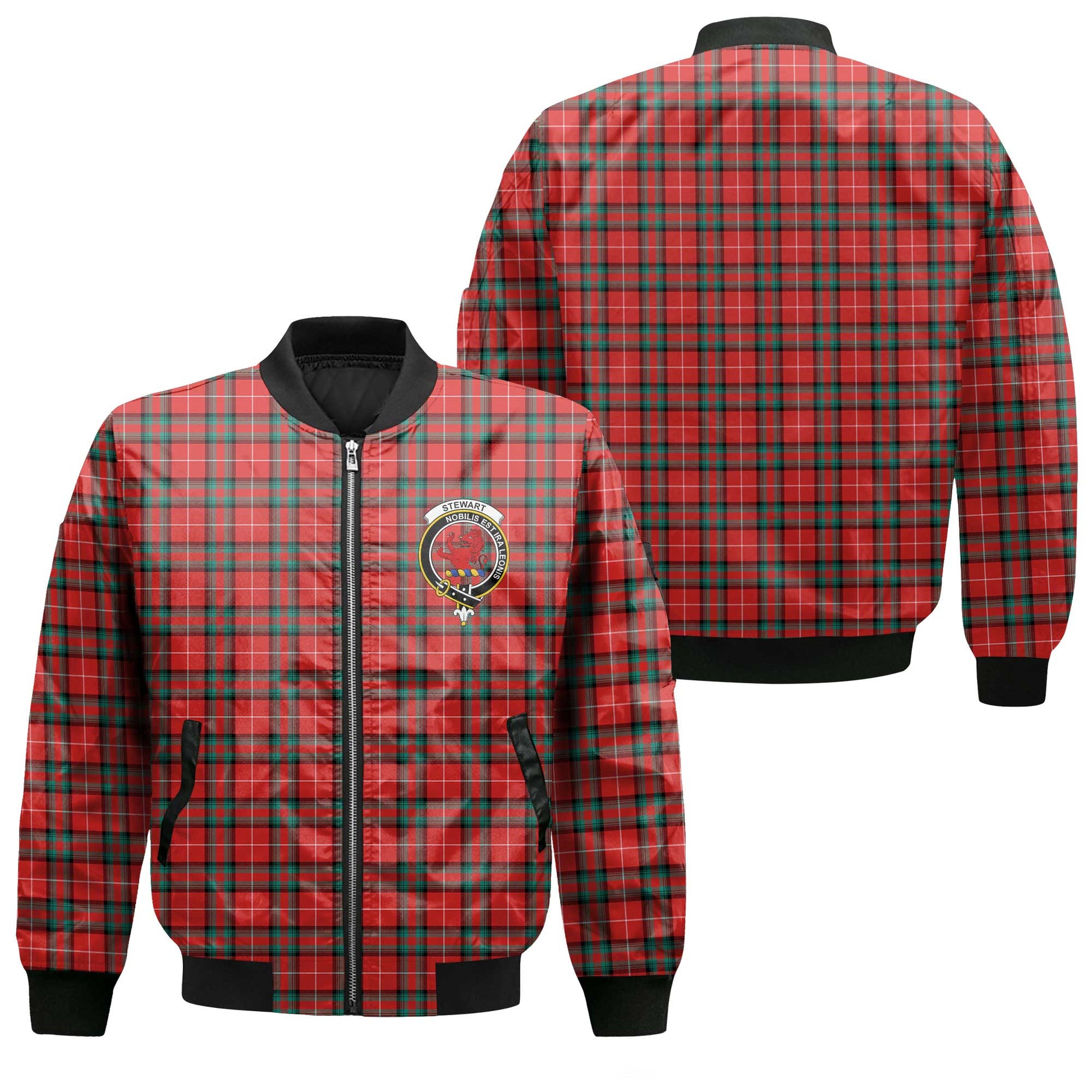 Clan Stewart Of Bute Tartan Men Bomber Jacket Crest And Plaid Basic Style