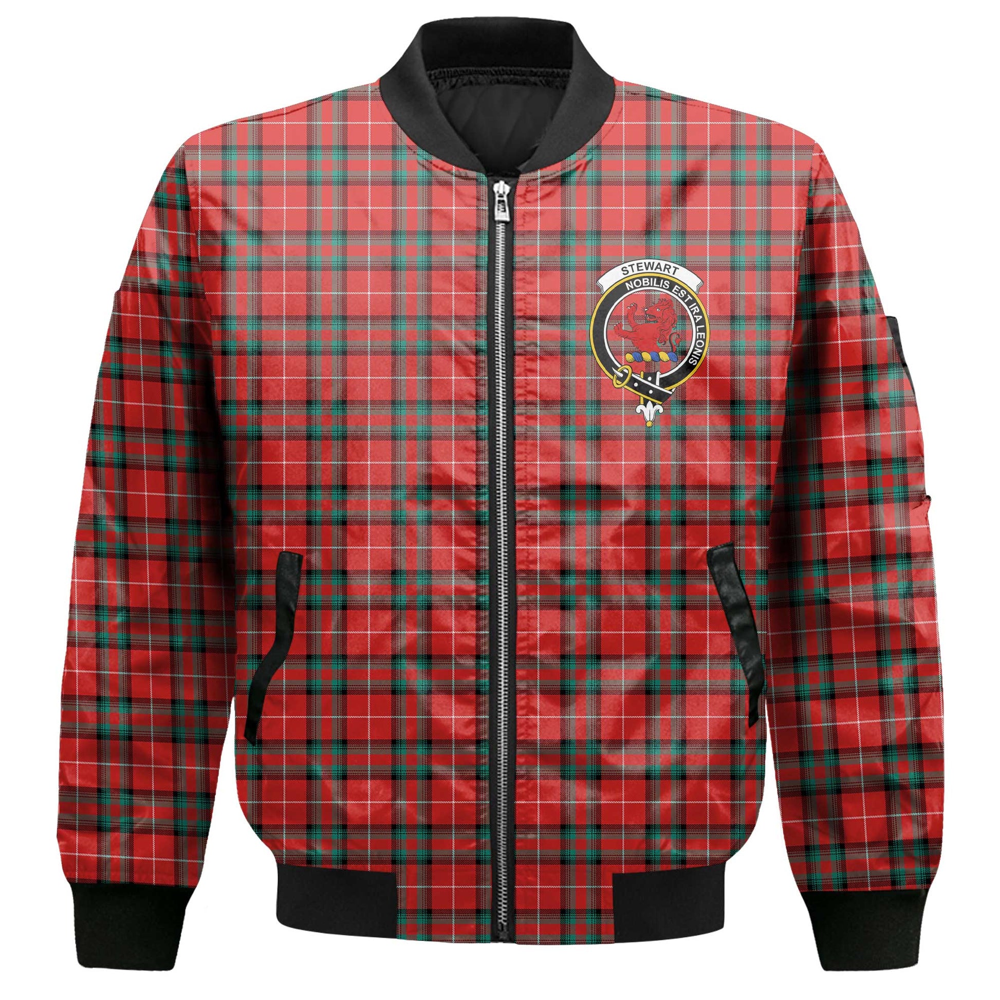 Clan Stewart Of Bute Tartan Men Bomber Jacket Crest And Plaid Basic Style