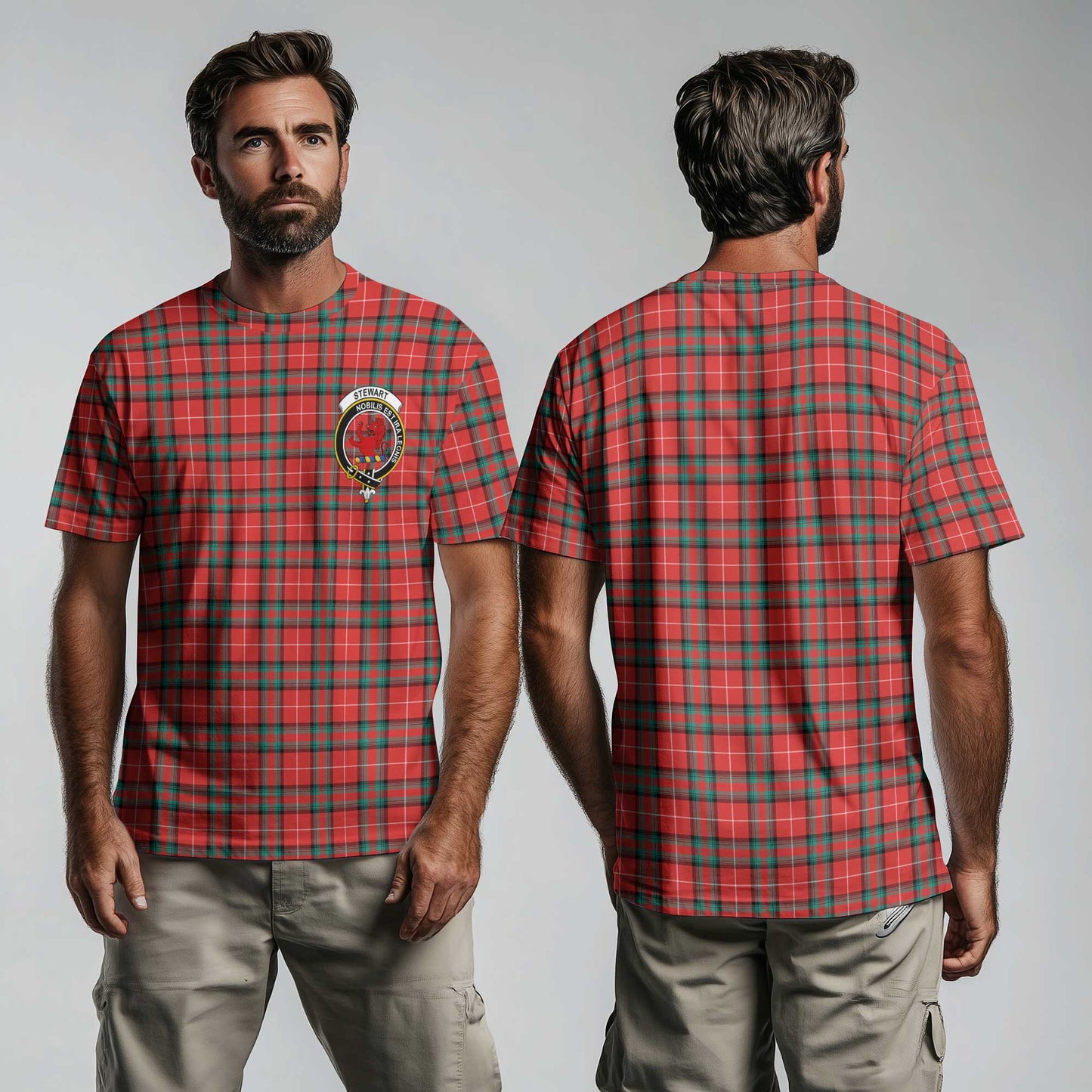 Clan Stewart Of Bute Tartan Men T Shirt Crest And Plaid Basic Style