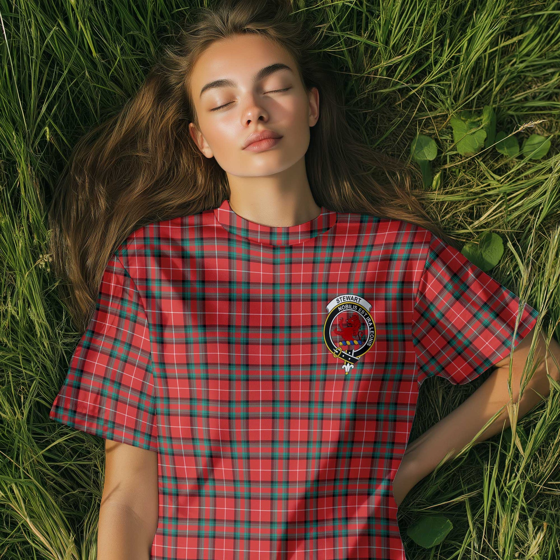 Clan Stewart Of Bute Tartan Women T Shirt Crest And Plaid Basic Style