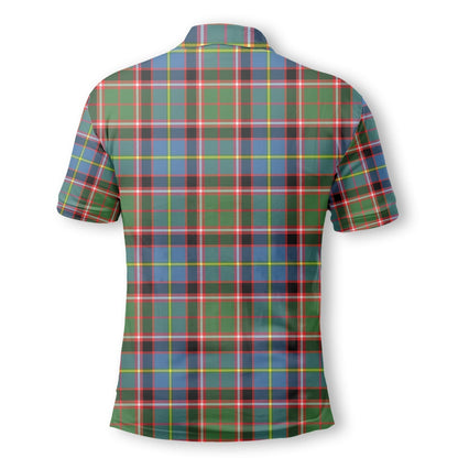 Clan Stirling Tartan Golf Tartan Men Polo Shirt Crest And Plaid Basic Style