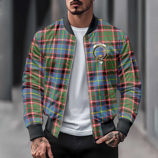 Clan Stirling Tartan Men Bomber Jacket Crest And Plaid Basic Style