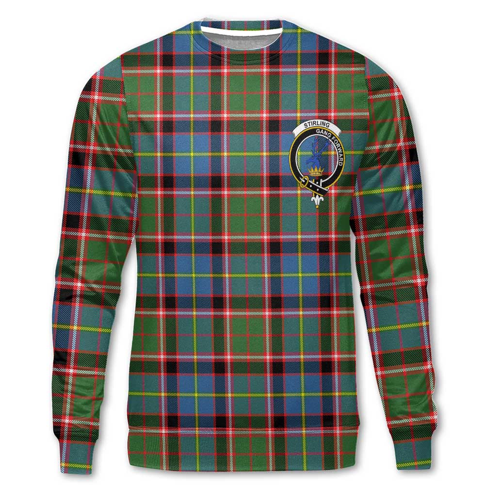 Clan Stirling Tartan Men Sweatshirt Crest And Plaid Basic Style