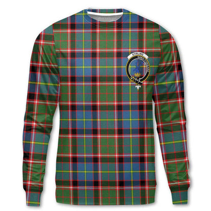 Clan Stirling Tartan Women Sweatshirt Crest And Plaid Basic Style