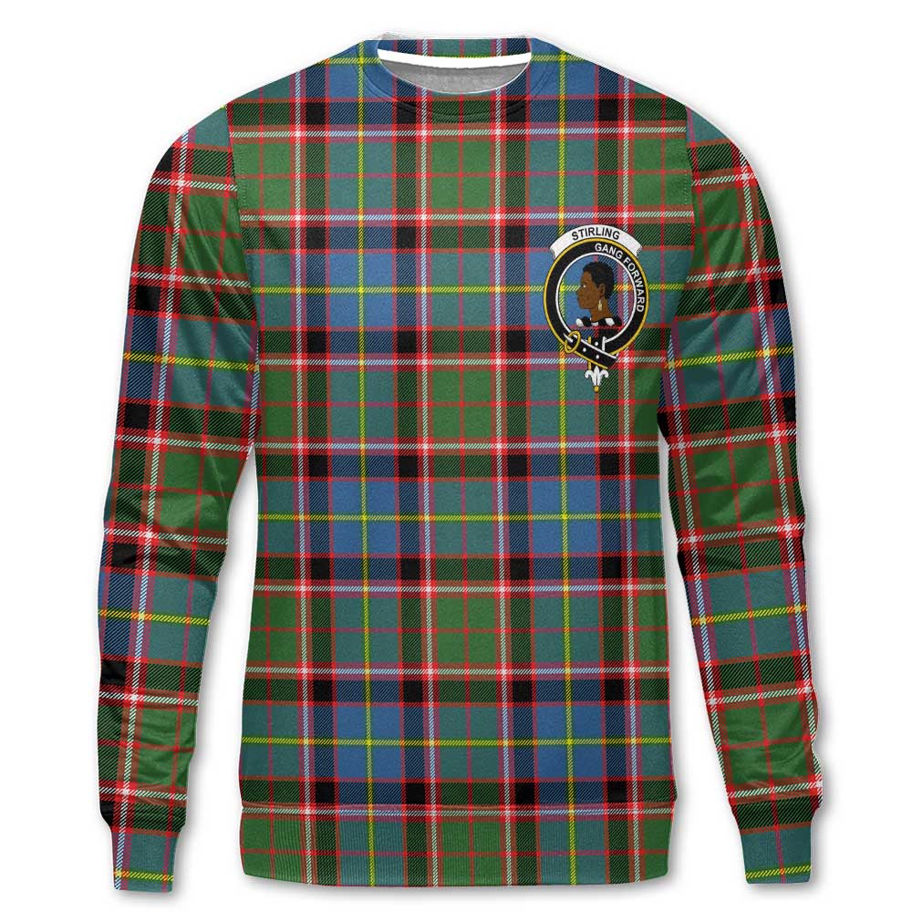 Clan Stirling Of Cadder Present Chief Tartan Men Sweatshirt Crest And Plaid Basic Style