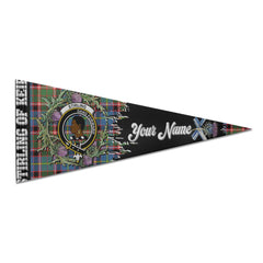 Clan Stirling Of Keir Tartan Felt Pennant Crest And Plaid Basic Style