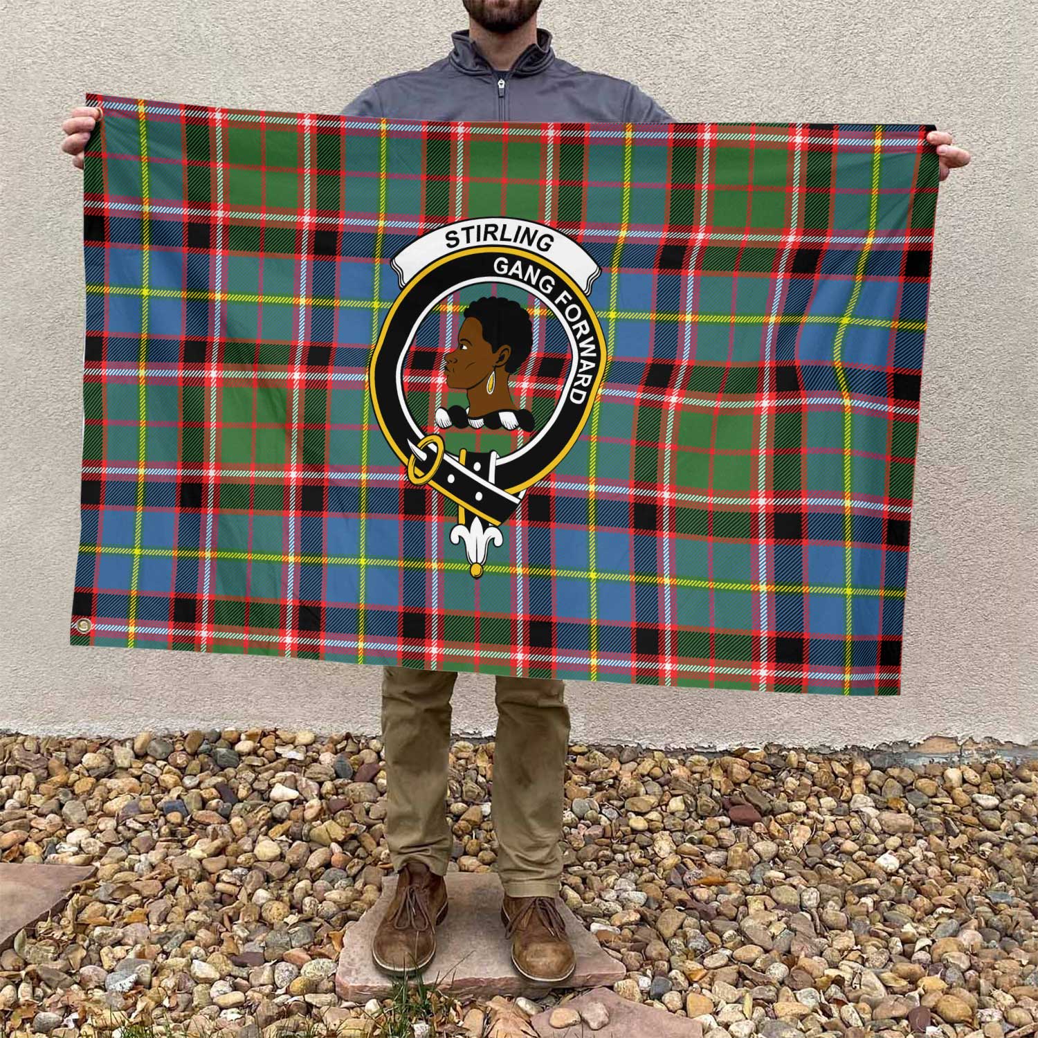 Clan Stirling Of Keir Tartan Flag Crest And Plaid Basic Style