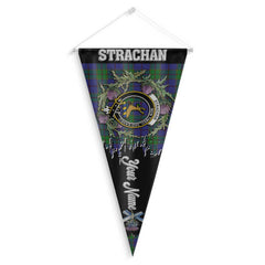 Clan Strachan Tartan Felt Pennant Crest And Plaid Basic Style