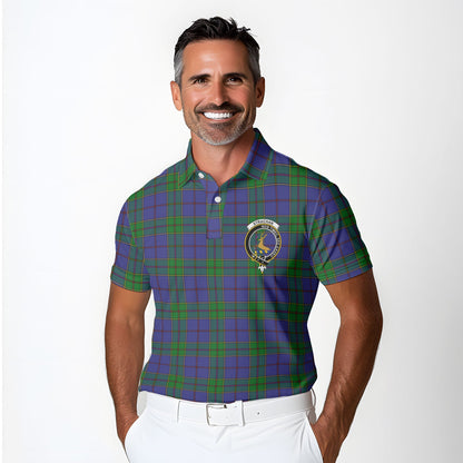 Clan Strachan Tartan Golf Men Polo Shirt Crest And Plaid Basic Style