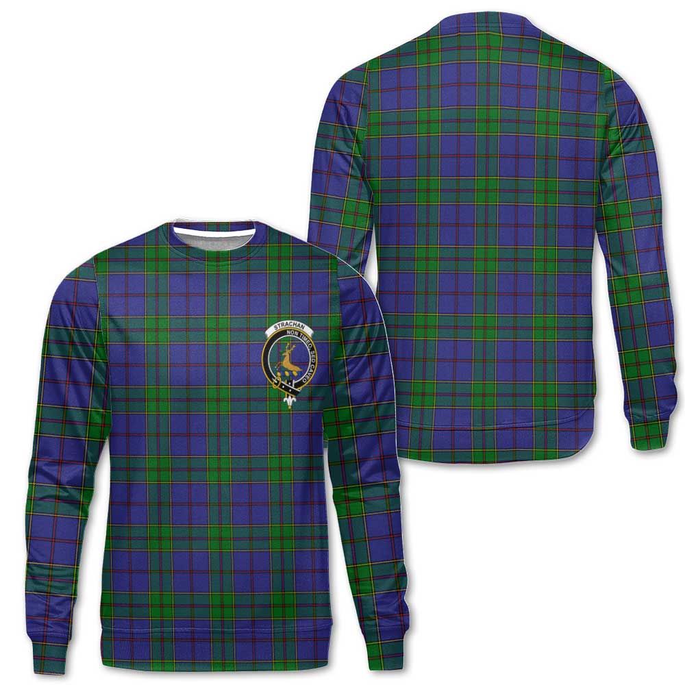 Clan Strachan Tartan Men Sweatshirt Crest And Plaid Basic Style