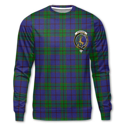 Clan Strachan Tartan Men Sweatshirt Crest And Plaid Basic Style