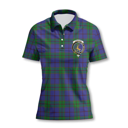 Clan Strachan Tartan Women Polo Shirt Crest And Plaid Basic Style