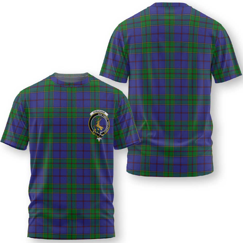 Clan Strachan Tartan Women T Shirt Crest And Plaid Basic Style