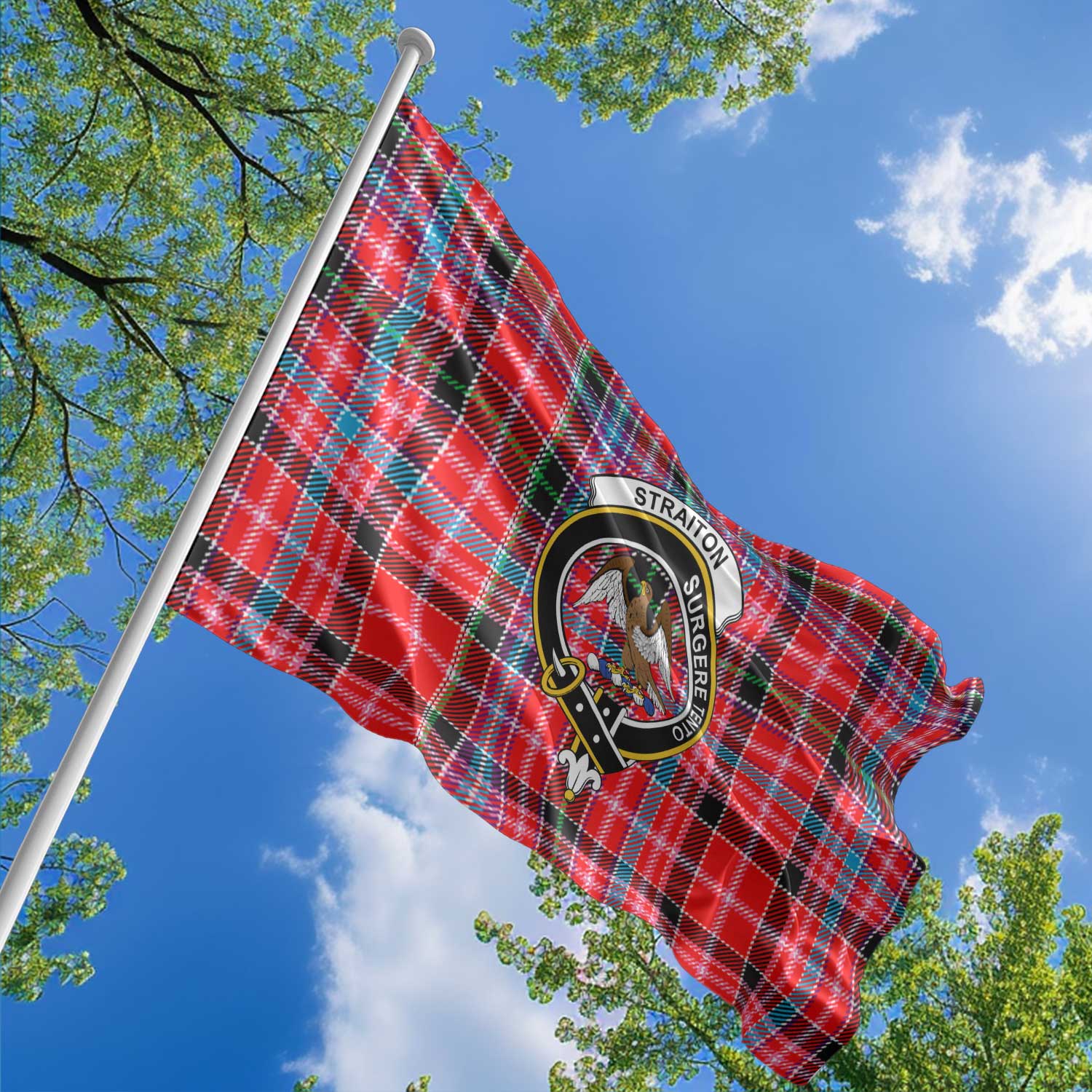 Clan Straiton Tartan Flag Crest And Plaid Basic Style