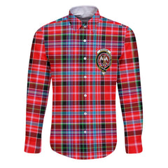 Clan Straiton Tartan Long Sleeve Button Shirt Crest And Plaid Basic Style