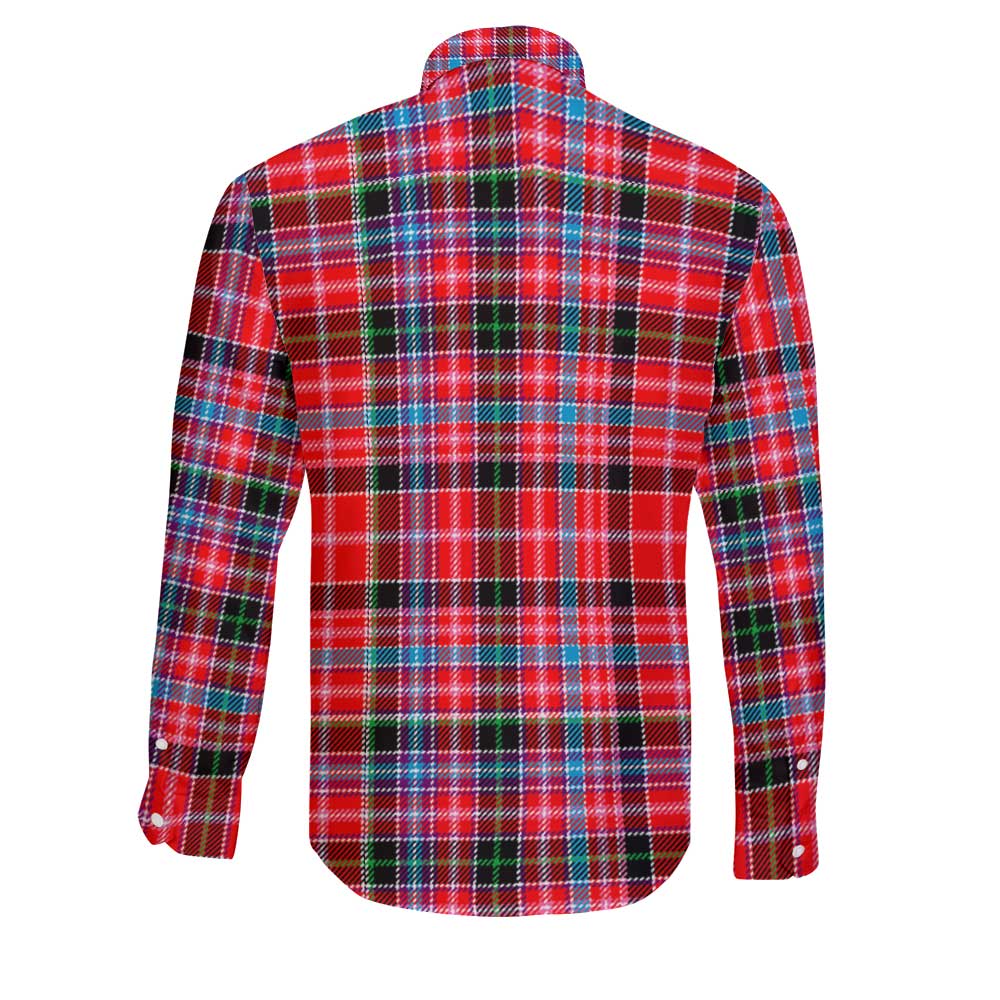Clan Straiton Tartan Long Sleeve Button Shirt Crest And Plaid Basic Style