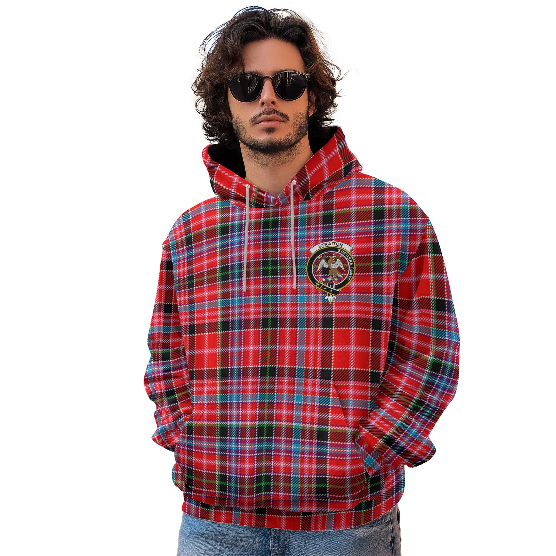 Clan Straiton Tartan Men Hoodie Crest And Plaid Basic Style