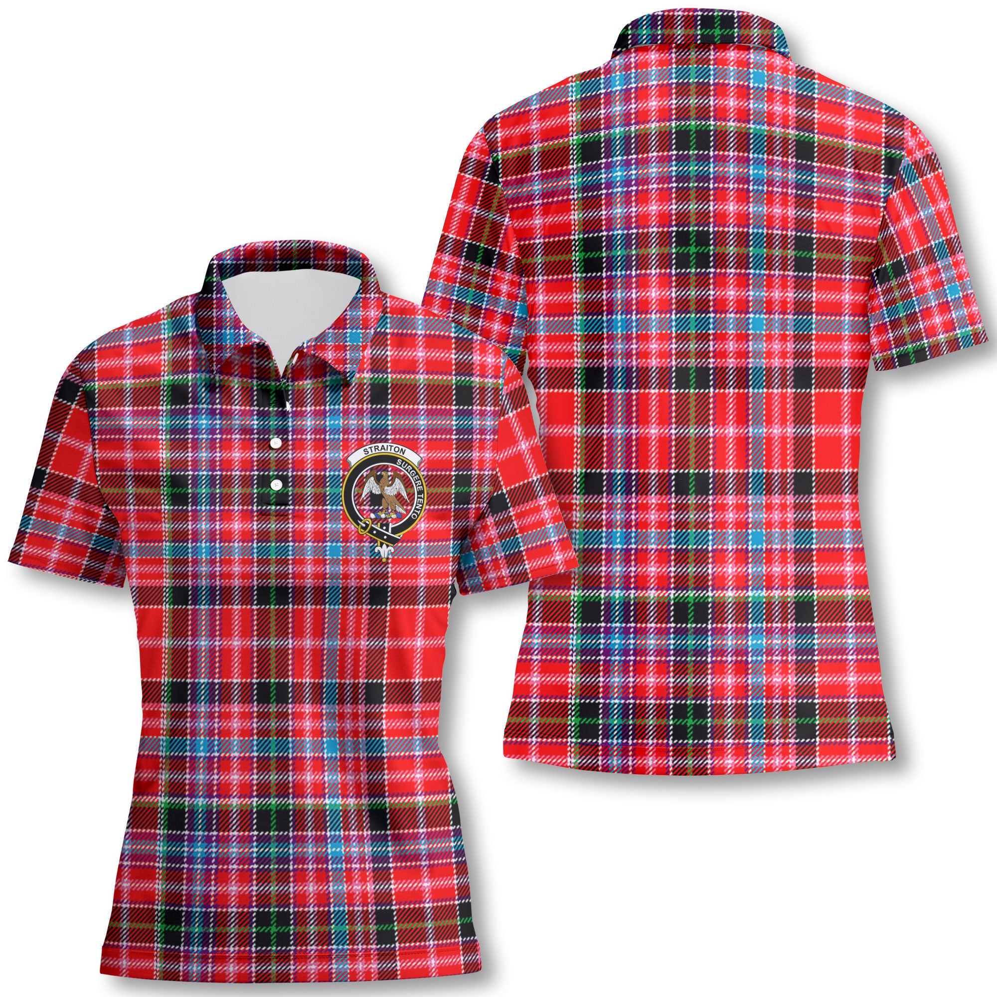 Clan Straiton Tartan Women Polo Shirt Crest And Plaid Basic Style