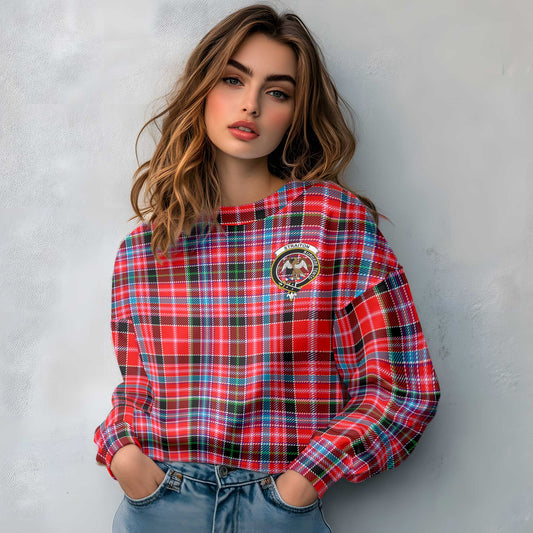 Clan Straiton Tartan Women Sweatshirt Crest And Plaid Basic Style