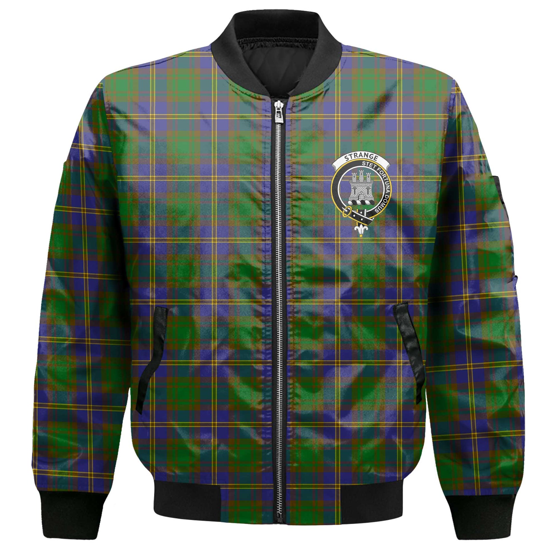 Clan Strange Tartan Men Bomber Jacket Crest And Plaid Basic Style