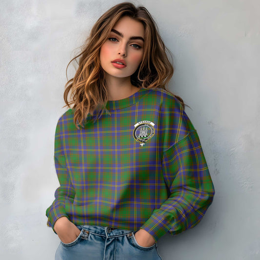 Clan Strange Tartan Women Sweatshirt Crest And Plaid Basic Style