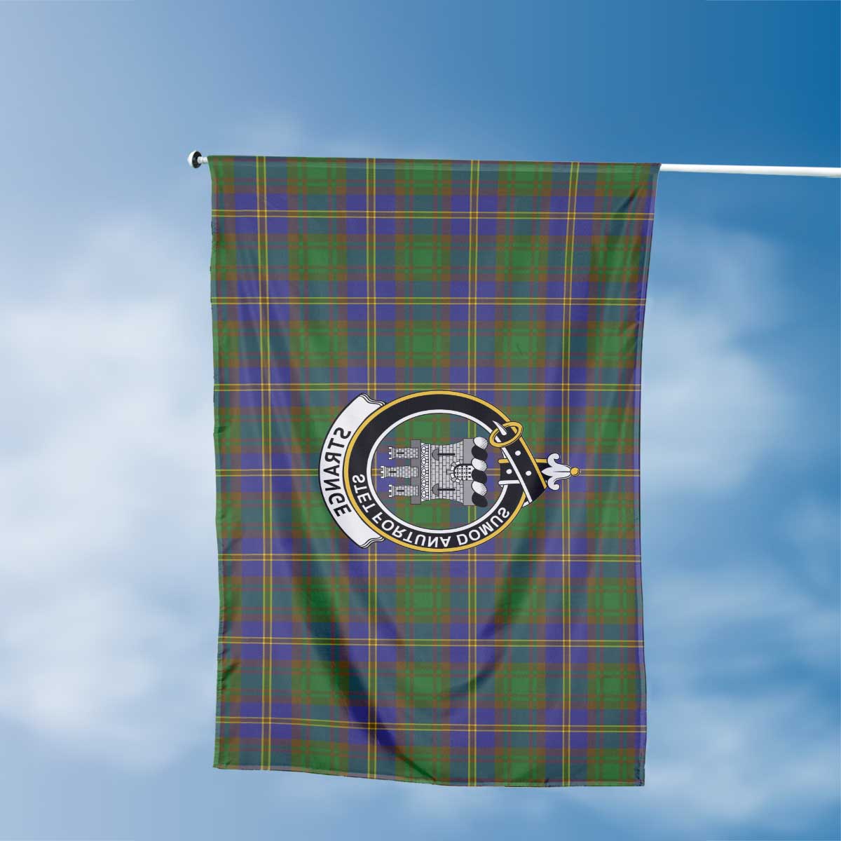 Clan Strange Or Strang Tartan Flag Crest And Plaid Basic Style
