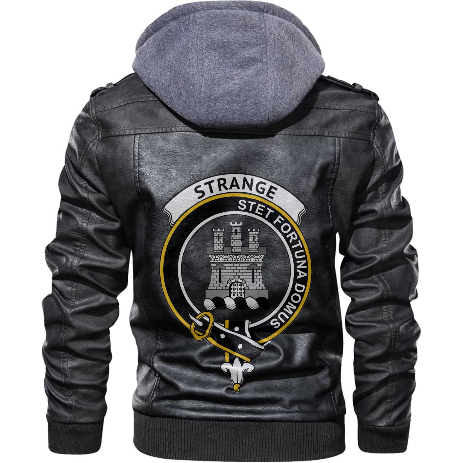 Clan Strange Or Strang Tartan Zip Leather Jacket Crest And Plaid Basic Style