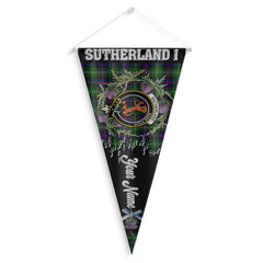 Clan Sutherland I Tartan Felt Pennant Crest And Plaid Basic Style