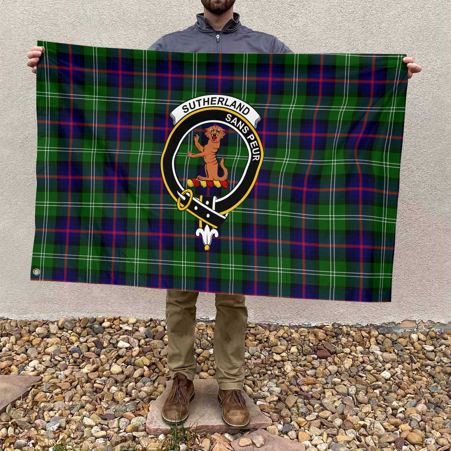 Clan Sutherland I Tartan Flag Crest And Plaid Basic Style