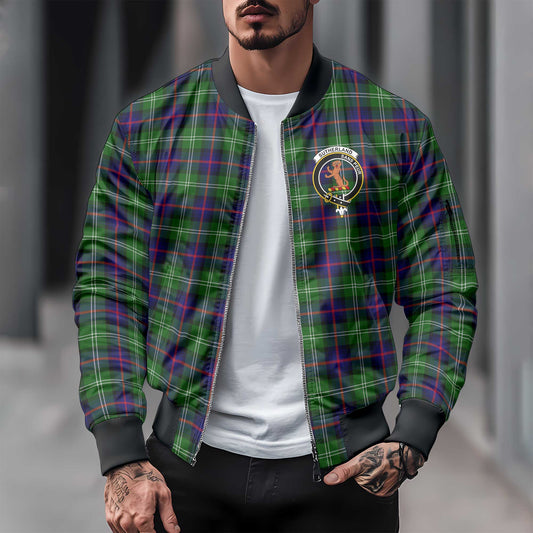 Clan Sutherland I Tartan Men Bomber Jacket Crest And Plaid Basic Style