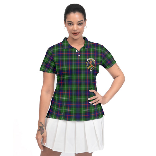 Clan Sutherland I Tartan Women Polo Shirt Crest And Plaid Basic Style